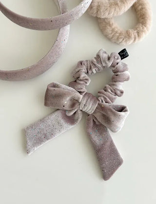 Glitter piece ribbon hair tie headband velvet scrunchie