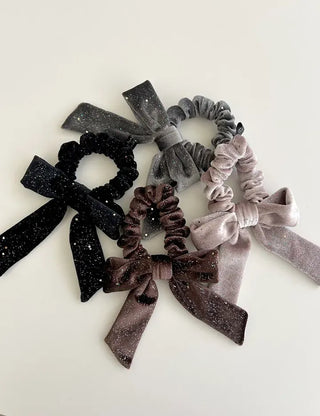 Glitter piece ribbon hair tie headband velvet scrunchie