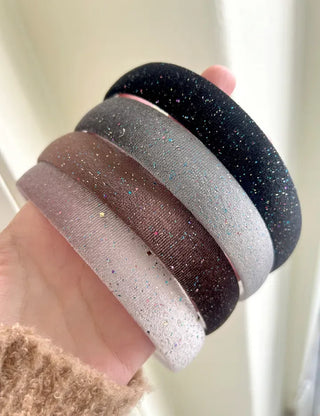 Glitter piece ribbon hair tie headband velvet scrunchie