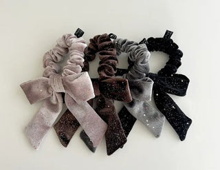 Glitter piece ribbon hair tie headband velvet scrunchie