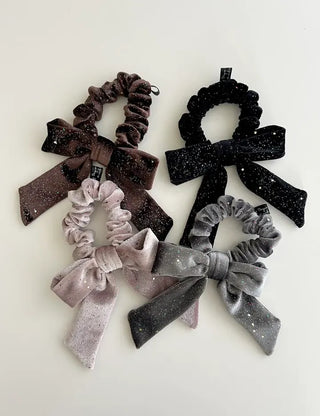 Glitter piece ribbon hair tie headband velvet scrunchie