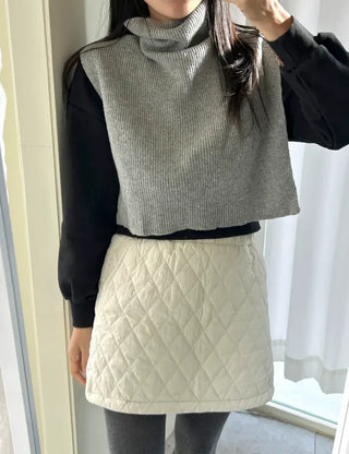 Cashmere Wool Turtleneck Vest Knit Shawl Vest