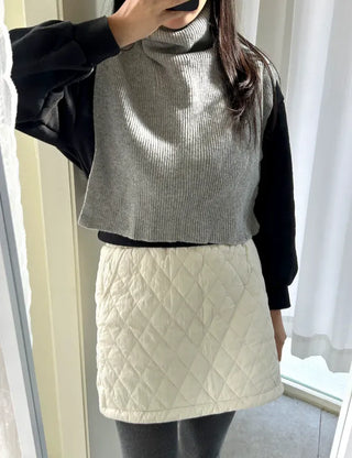 Cashmere Wool Turtleneck Vest Knit Shawl Vest