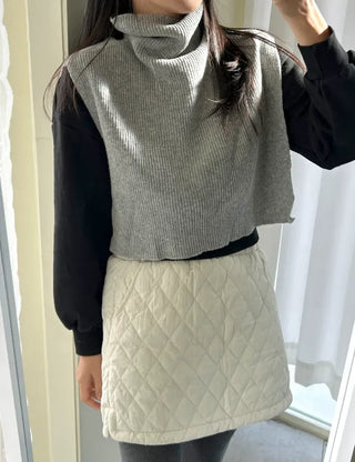Cashmere Wool Turtleneck Vest Knit Shawl Vest