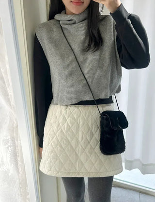 Cashmere Wool Turtleneck Vest Knit Shawl Vest