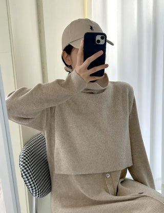 Cashmere Wool Turtleneck Vest Knit Shawl Vest