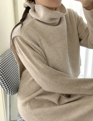 Cashmere Wool Turtleneck Vest Knit Shawl Vest