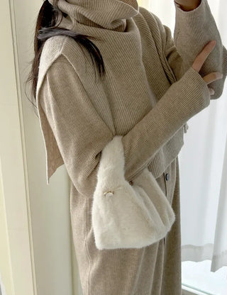 Cashmere Wool Turtleneck Vest Knit Shawl Vest