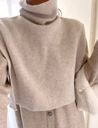 Cashmere Wool Turtleneck Vest Knit Shawl Vest