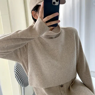 Cashmere Wool Turtleneck Vest Knit Shawl Vest