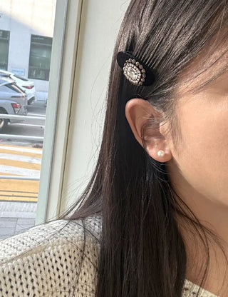 Piece Jewel Hairpins, Velvet Side Hair, Mini Petite Pearl