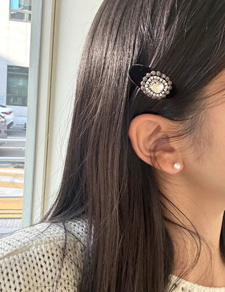 Piece Jewel Hairpins, Velvet Side Hair, Mini Petite Pearl