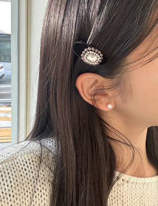 Piece Jewel Hairpins, Velvet Side Hair, Mini Petite Pearl