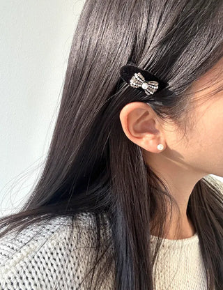 Piece Jewel Hairpins, Velvet Side Hair, Mini Petite Pearl