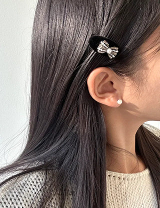Piece Jewel Hairpins, Velvet Side Hair, Mini Petite Pearl