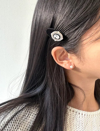 Piece Jewel Hairpins, Velvet Side Hair, Mini Petite Pearl
