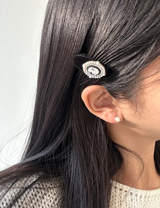 Piece Jewel Hairpins, Velvet Side Hair, Mini Petite Pearl