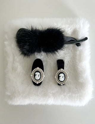 Piece Jewel Hairpins, Velvet Side Hair, Mini Petite Pearl
