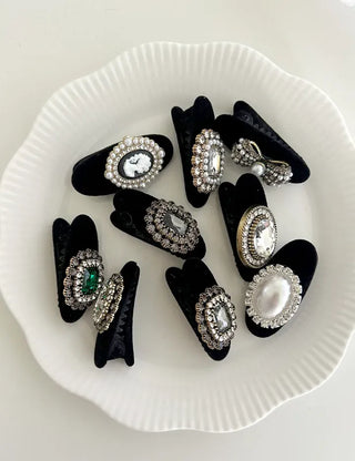Piece Jewel Hairpins, Velvet Side Hair, Mini Petite Pearl