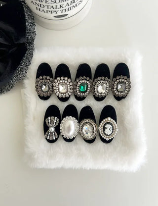 Piece Jewel Hairpins, Velvet Side Hair, Mini Petite Pearl