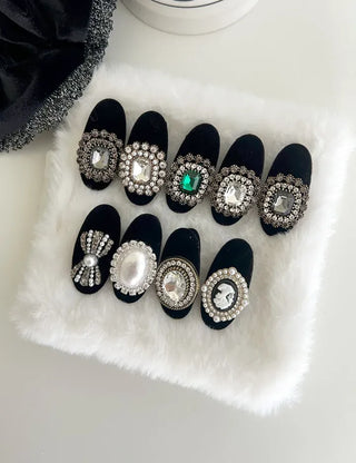 Piece Jewel Hairpins, Velvet Side Hair, Mini Petite Pearl