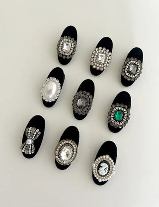 Piece Jewel Hairpins, Velvet Side Hair, Mini Petite Pearl