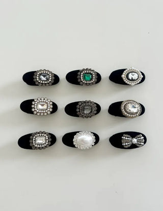 Piece Jewel Hairpins, Velvet Side Hair, Mini Petite Pearl