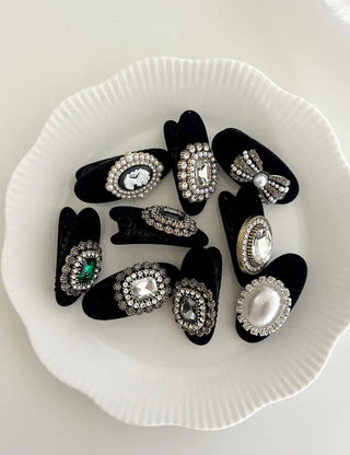 Piece Jewel Hairpins, Velvet Side Hair, Mini Petite Pearl
