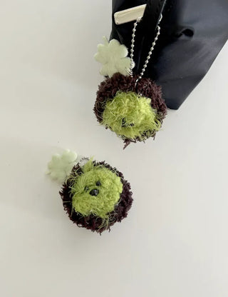 Handmade Dujjonku Keyring Knitted Doll Four-Leaf Clover Keyholder