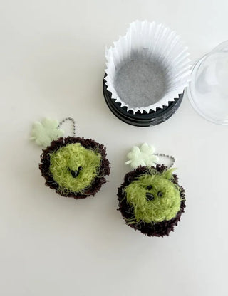 Handmade Dujjonku Keyring Knitted Doll Four-Leaf Clover Keyholder
