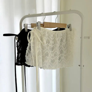 Heart Lace Layered Mini Ribbon Wrap Skirt