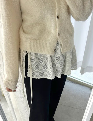 Heart Lace Layered Mini Ribbon Wrap Skirt