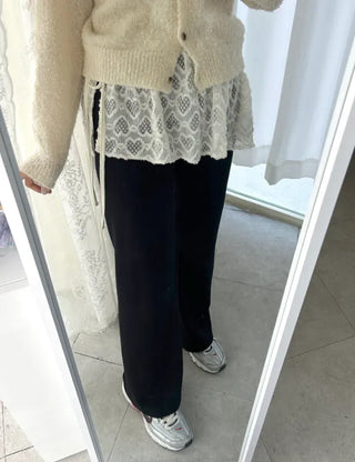 Heart Lace Layered Mini Ribbon Wrap Skirt