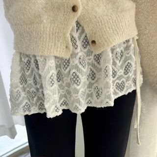 Heart Lace Layered Mini Ribbon Wrap Skirt