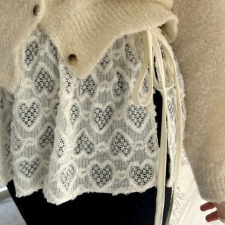 Heart Lace Layered Mini Ribbon Wrap Skirt