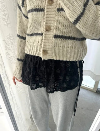 Heart Lace Layered Mini Ribbon Wrap Skirt