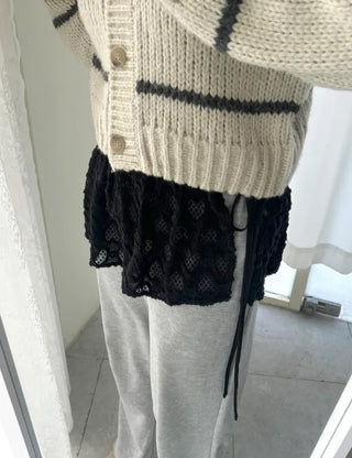 Heart Lace Layered Mini Ribbon Wrap Skirt