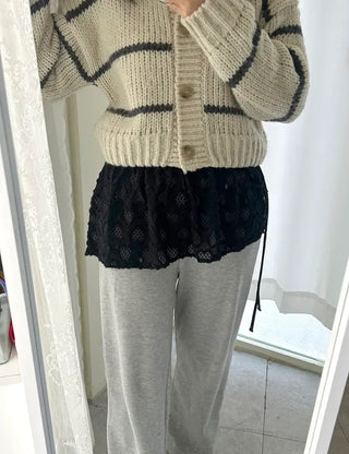 Heart Lace Layered Mini Ribbon Wrap Skirt