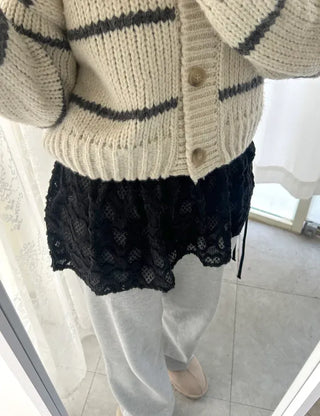 Heart Lace Layered Mini Ribbon Wrap Skirt