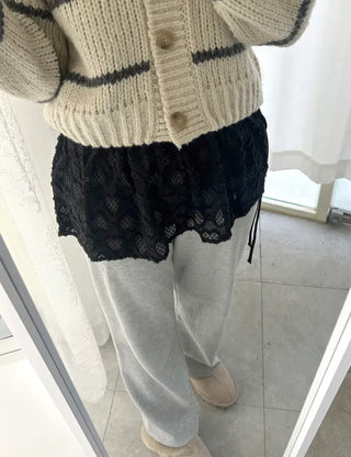 Heart Lace Layered Mini Ribbon Wrap Skirt