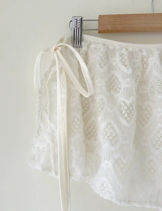 Heart Lace Layered Mini Ribbon Wrap Skirt