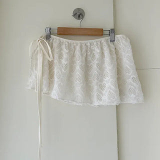 Heart Lace Layered Mini Ribbon Wrap Skirt