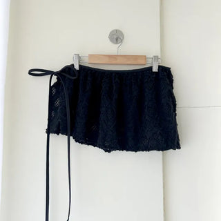 Heart Lace Layered Mini Ribbon Wrap Skirt