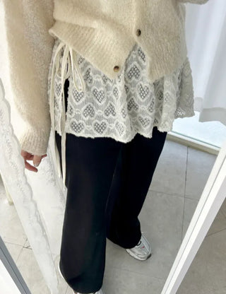 Heart Lace Layered Mini Ribbon Wrap Skirt