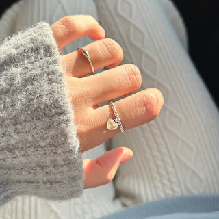 Aurora Heart Silver Ball 925 Silver Ring Beaded Ring