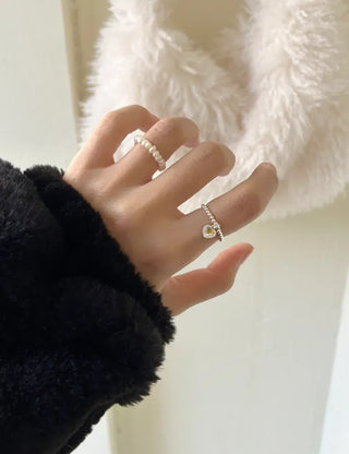 Aurora Heart Silver Ball 925 Silver Ring Beaded Ring