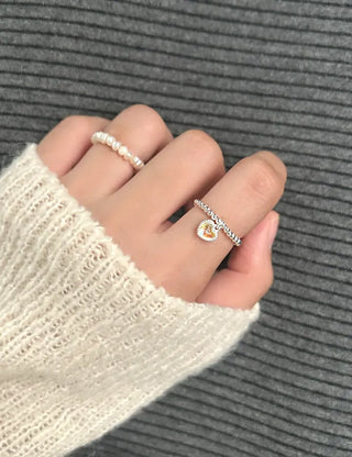 Aurora Heart Silver Ball 925 Silver Ring Beaded Ring