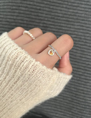 Aurora Heart Silver Ball 925 Silver Ring Beaded Ring