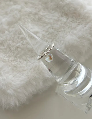 Aurora Heart Silver Ball 925 Silver Ring Beaded Ring