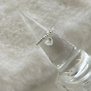 Aurora Heart Silver Ball 925 Silver Ring Beaded Ring